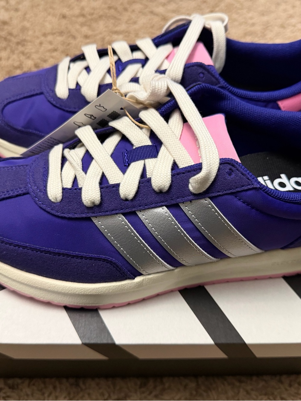 adidas Women’s Purple & Pink Retro Runner Sneakers with Silver Stripes 6.5